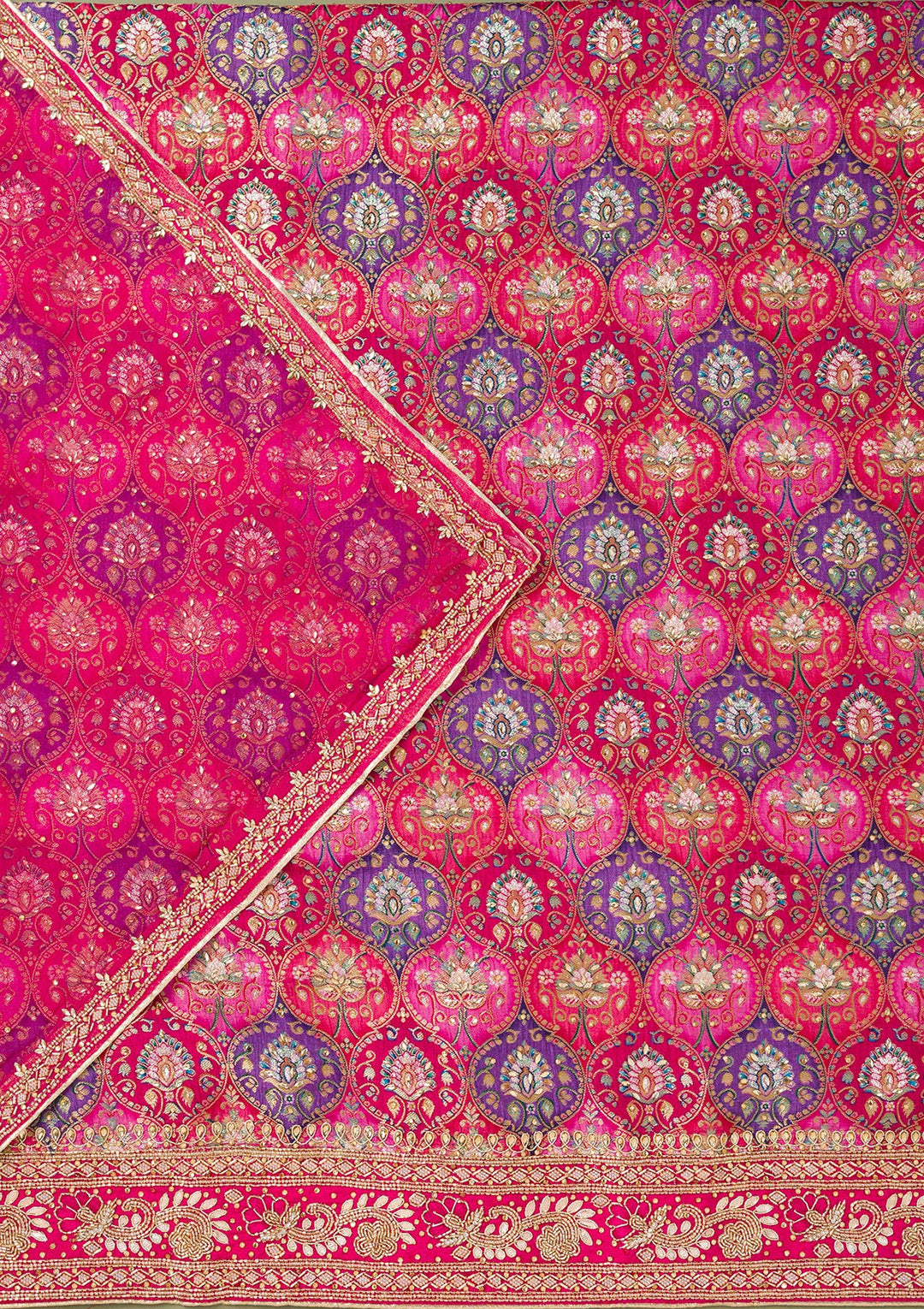 Rani Pink Stonework Semi Crepe Unstitched Salwar Suit