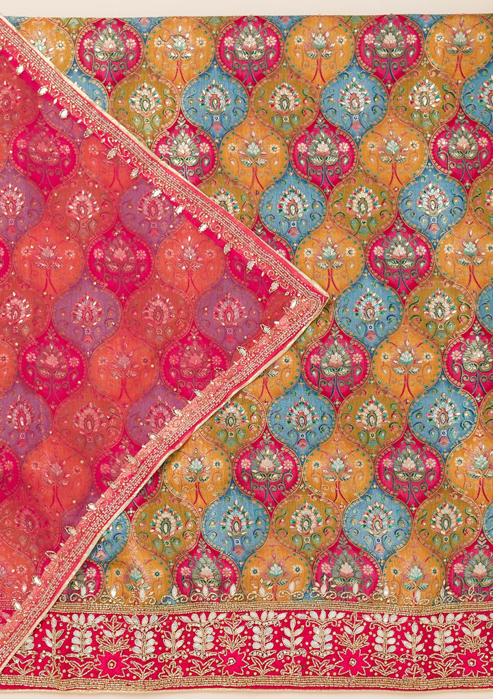Mustard Stonework Semi Crepe Unstitched Salwar Suit