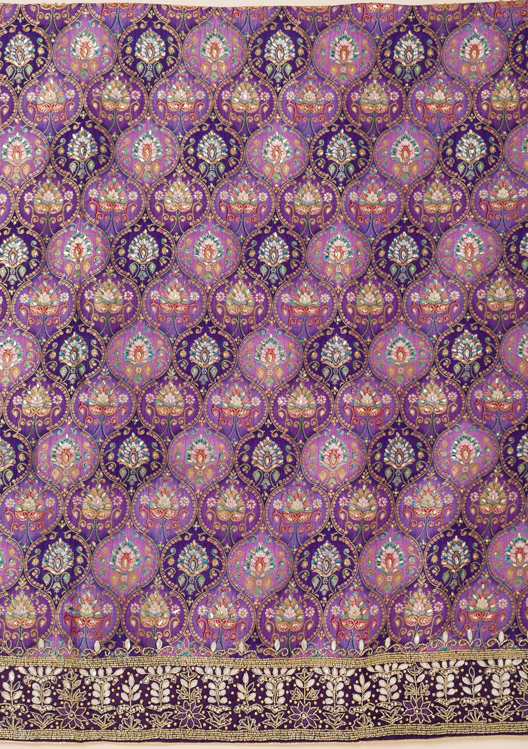 Purple Stonework Semi Crepe Unstitched Salwar Suit