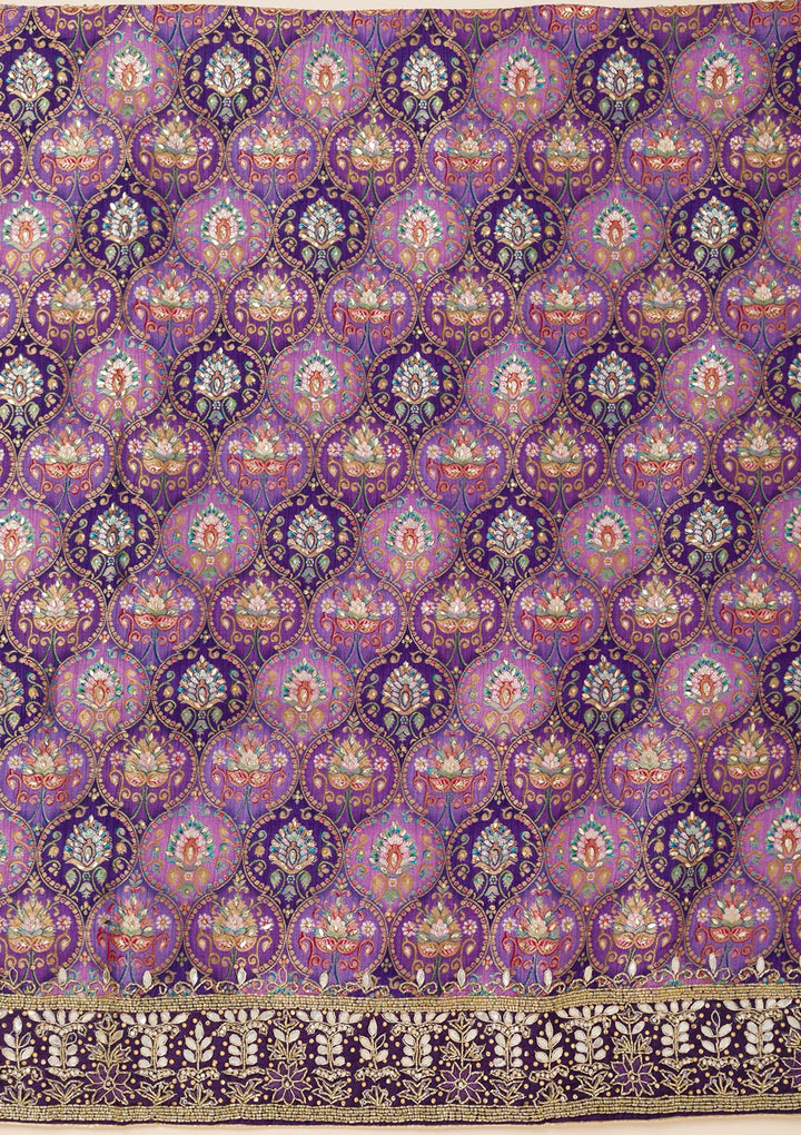 Purple Stonework Semi Crepe Unstitched Salwar Suit