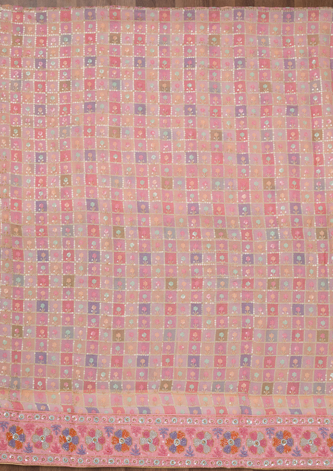 Pink Stonework Georgette Unstitched Salwar Suit