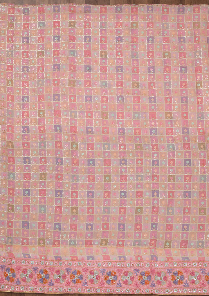 Pink Stonework Georgette Unstitched Salwar Suit