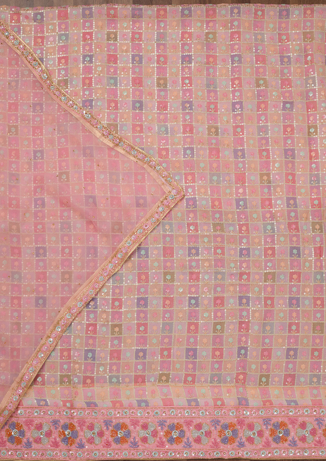 Pink Stonework Georgette Unstitched Salwar Suit