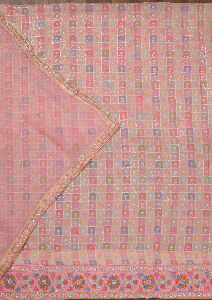 Pink Stonework Georgette Unstitched Salwar Suit