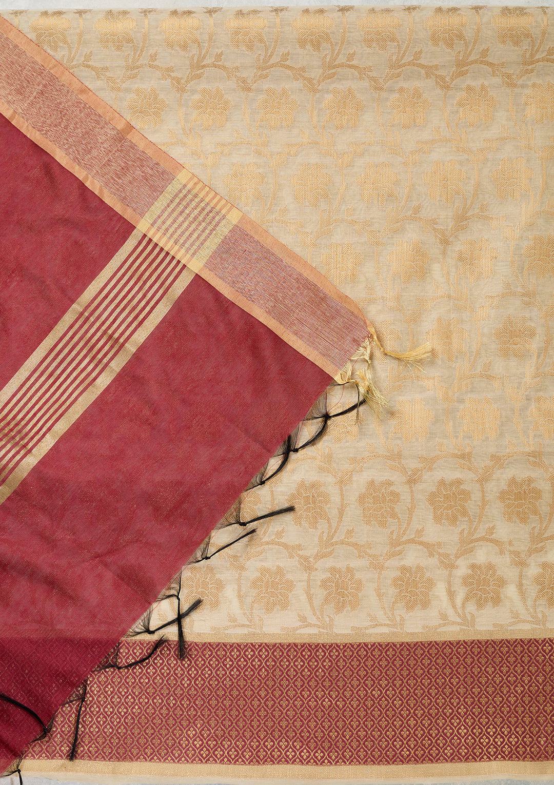 Beige Zariwork (Gold) Banarasi Unstitched Salwar Suit