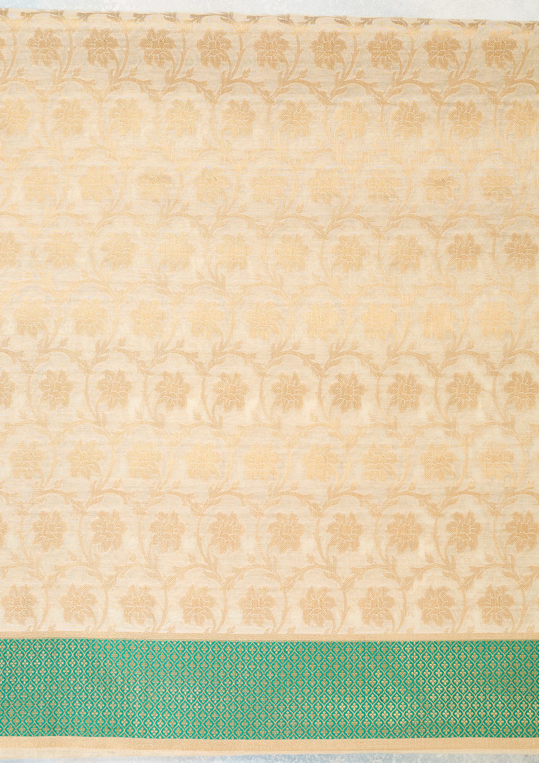 Beige Zariwork (Gold) Banarasi Unstitched Salwar Suit