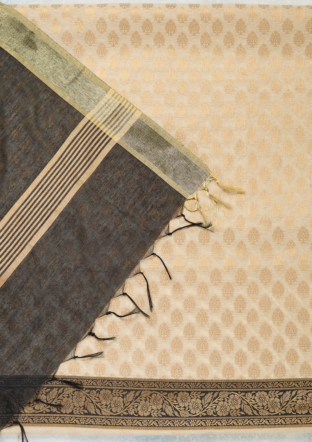 Beige Zariwork (Gold) Banarasi Unstitched Salwar Suit