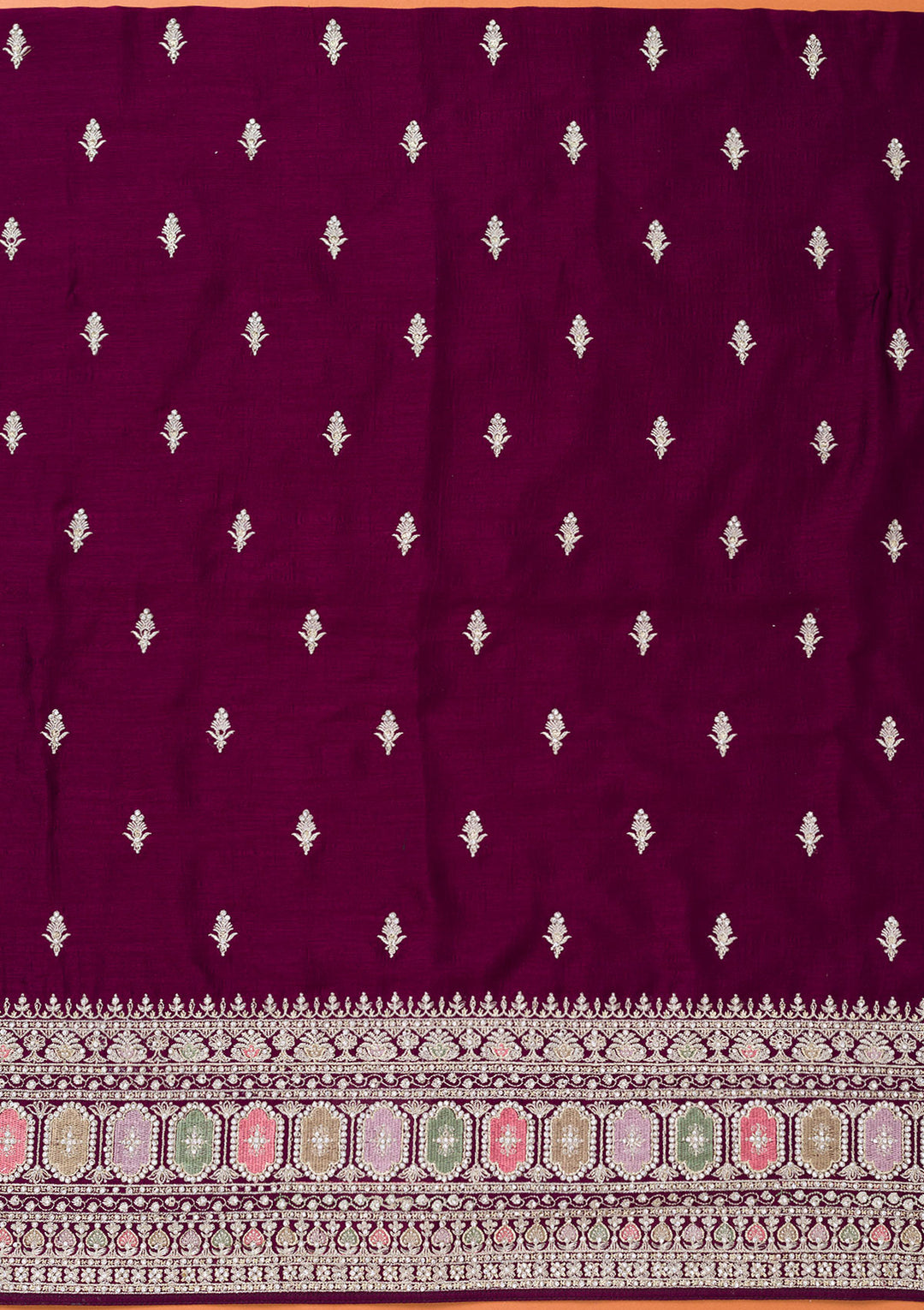 Wine Zariwork Art Silk Unstitched Salwar Suit