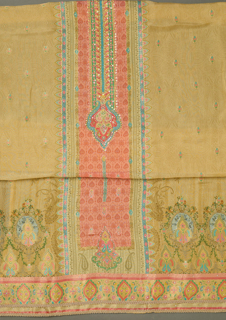 Gold Bling Semi Crepe Unstitched Salwar Suit