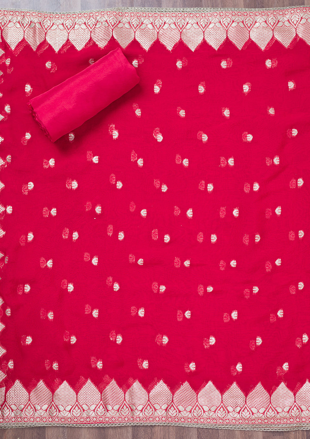 Red Cutdana Tissue Unstitched Salwar Suit