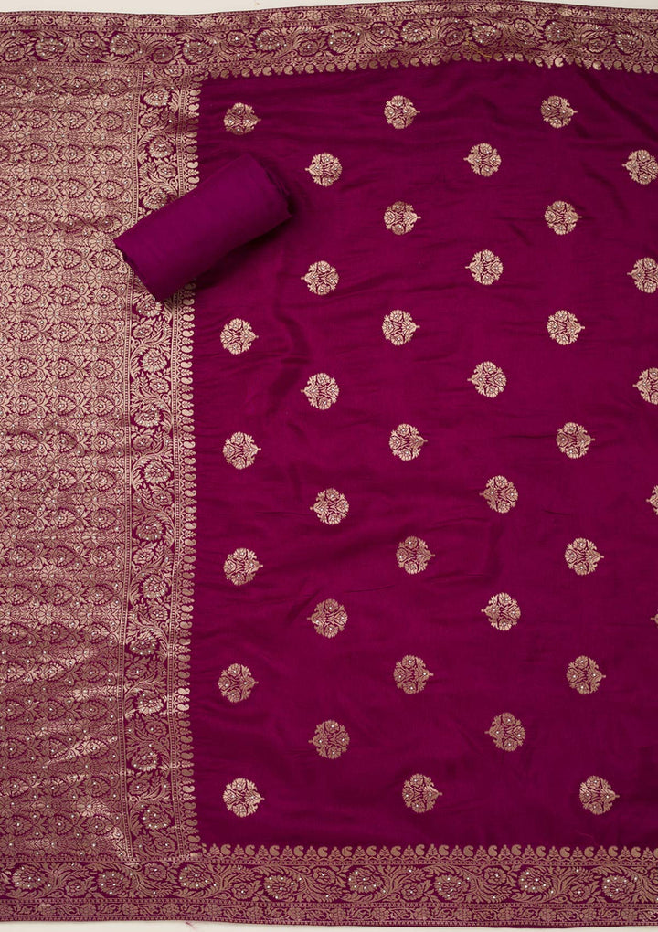 Wine Zariwork Dola Silk Unstitched Salwar Suit