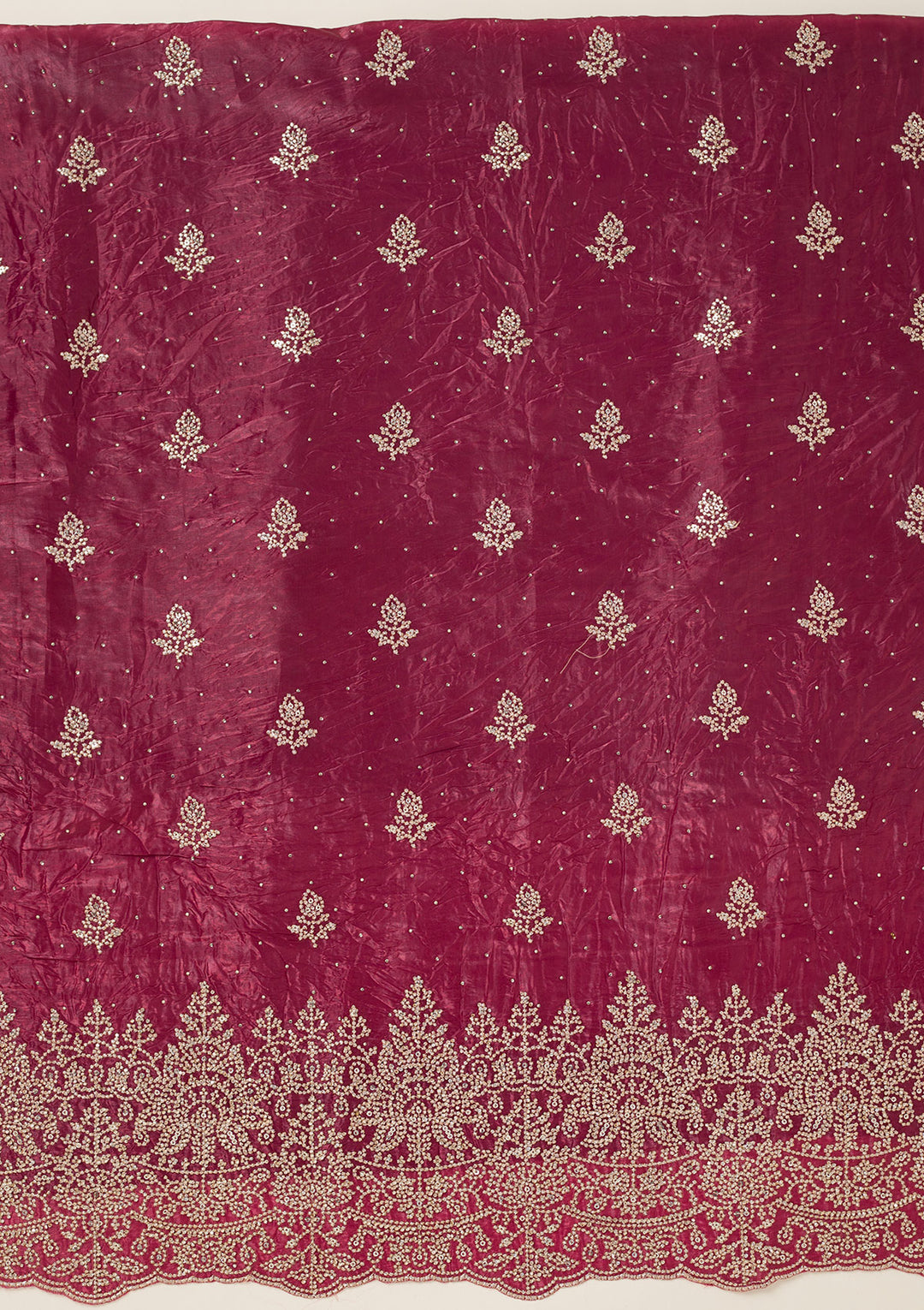 Wine Threadwork Tissue Unstitched Salwar Suit