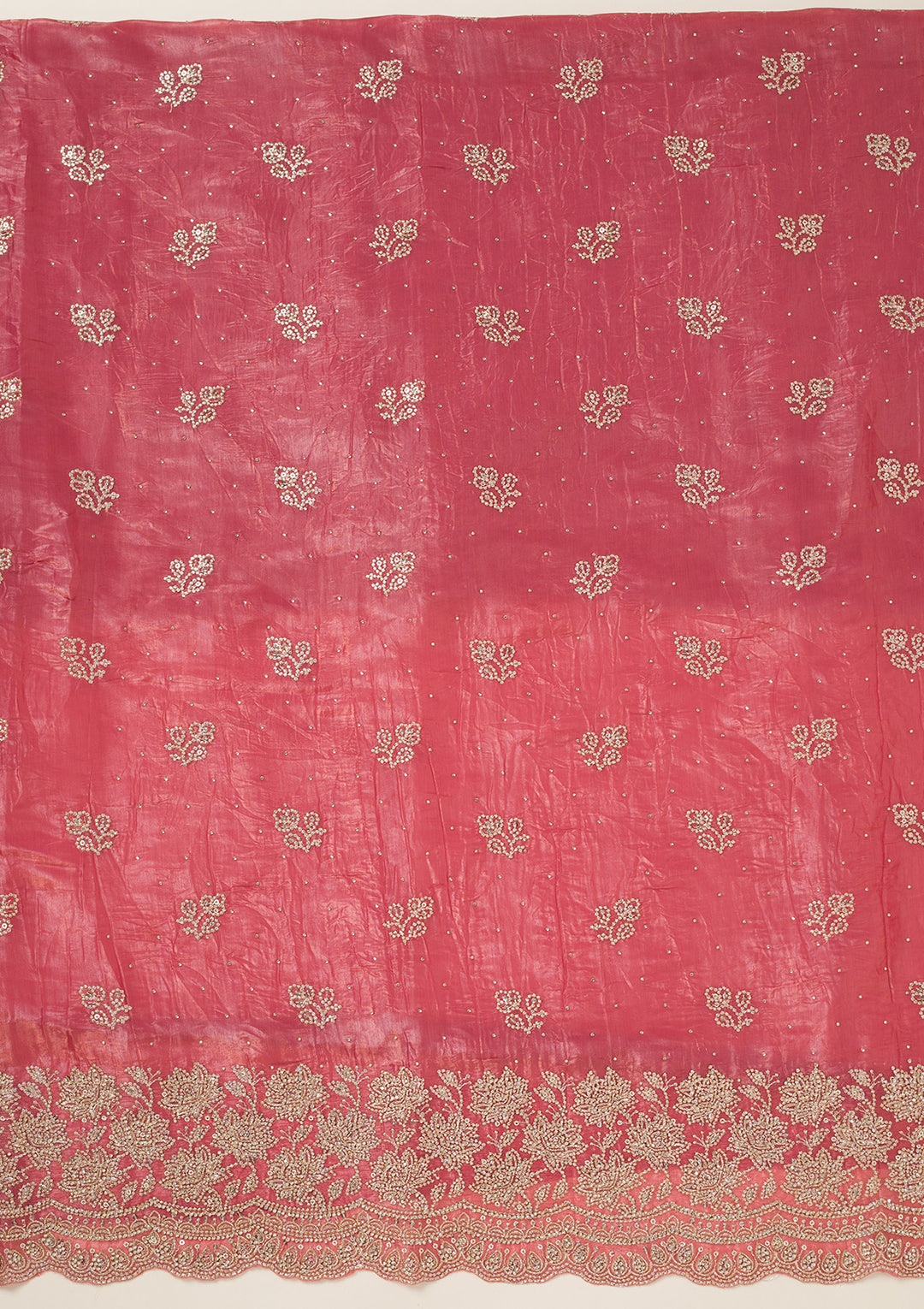 Onion Pink Threadwork Tissue Unstitched Salwar Suit