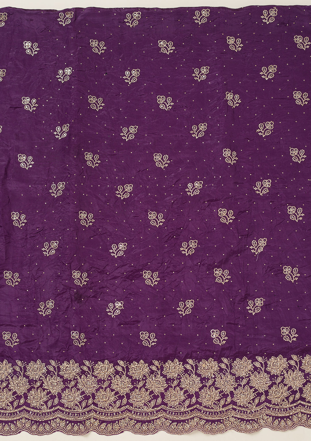 Purple Threadwork Tissue Unstitched Salwar Suit