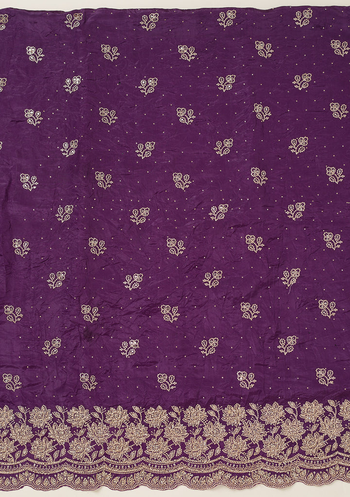 Purple Threadwork Tissue Unstitched Salwar Suit