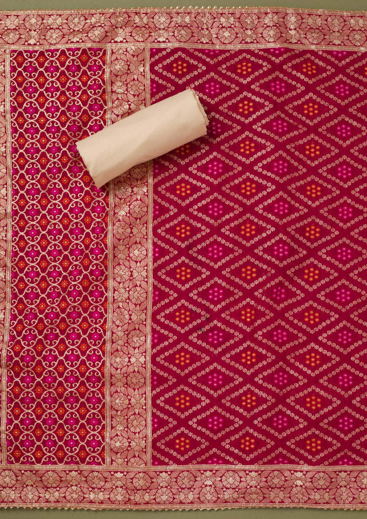 Beige Zariwork Tissue Unstitched Salwar Suit