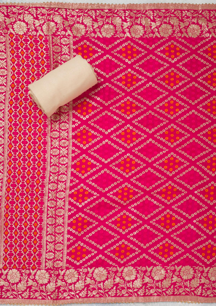 Beige Zariwork Tissue Unstitched Salwar Suit