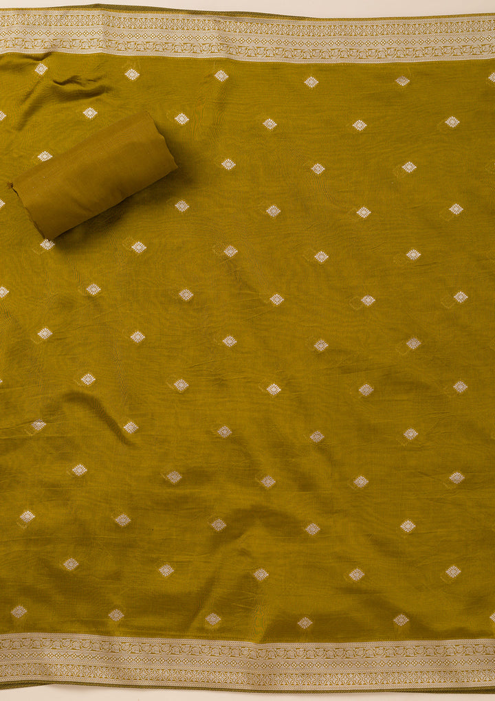 Green Zariwork Opada Silk Unstitched Salwar Suit