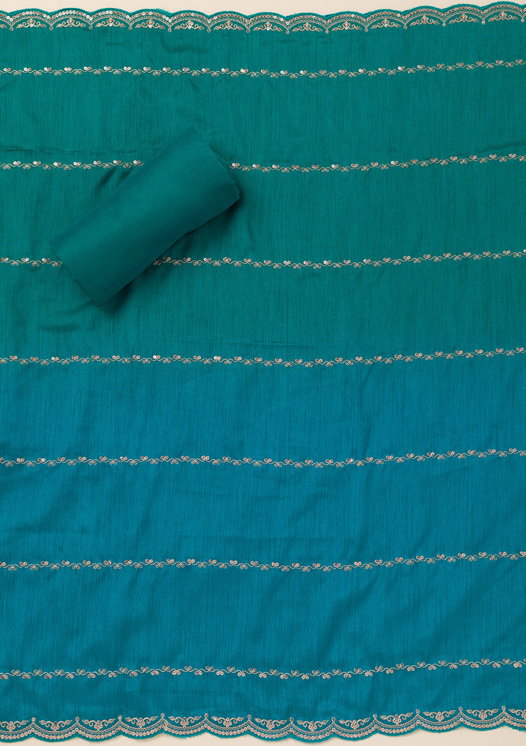 Sea Green Cording Soft Raw Silk Unstitched Salwar Suit