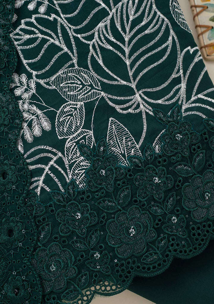 Bottle Green Threadwork Cotton Unstitched Salwar Suit