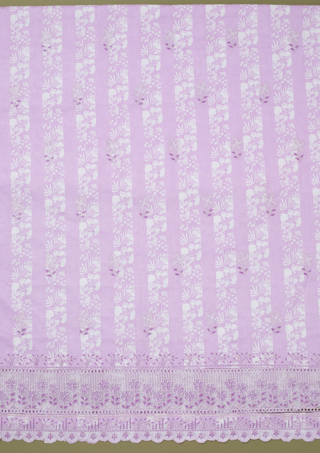 Purple Threadwork Cotton Unstitched Salwar Suit