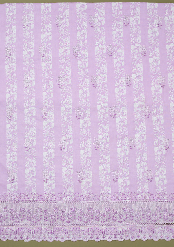 Purple Threadwork Cotton Unstitched Salwar Suit