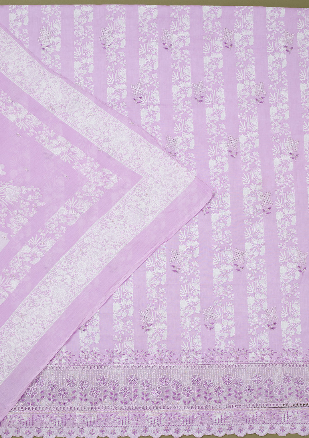 Purple Threadwork Cotton Unstitched Salwar Suit