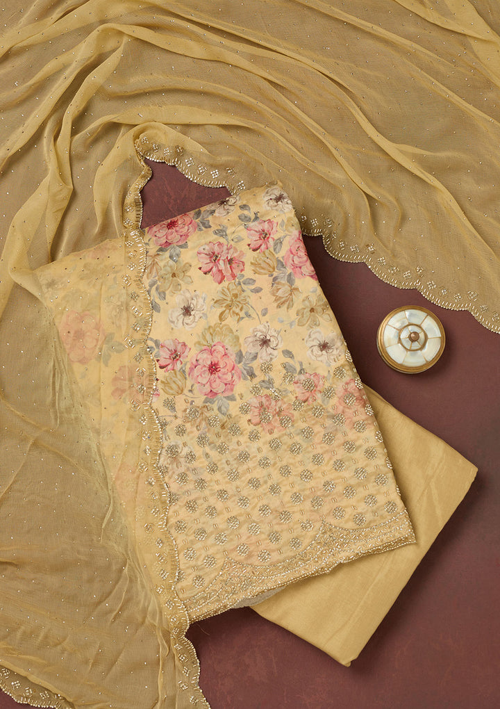 Gold Bling Crepe Unstitched Salwar Suit