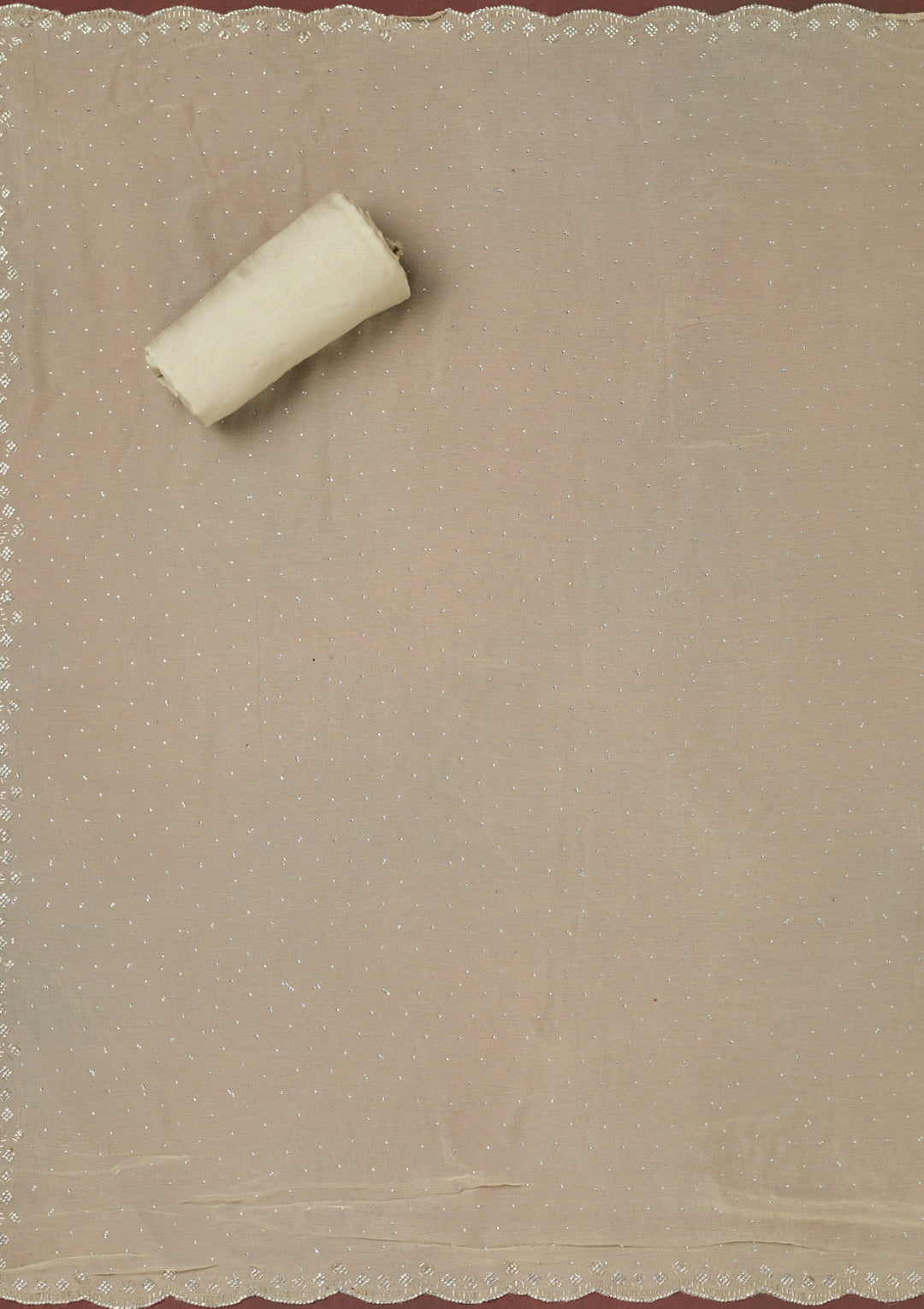 Cream Bling Crepe Unstitched Salwar Suit