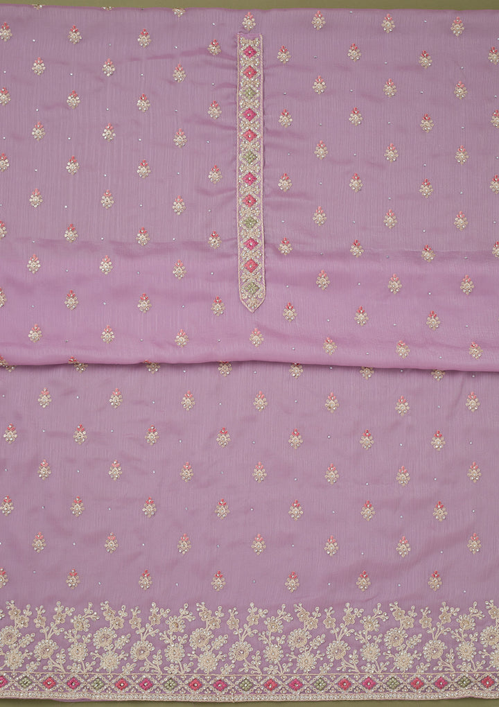Lavender Cording Chinon Unstitched Salwar Suit