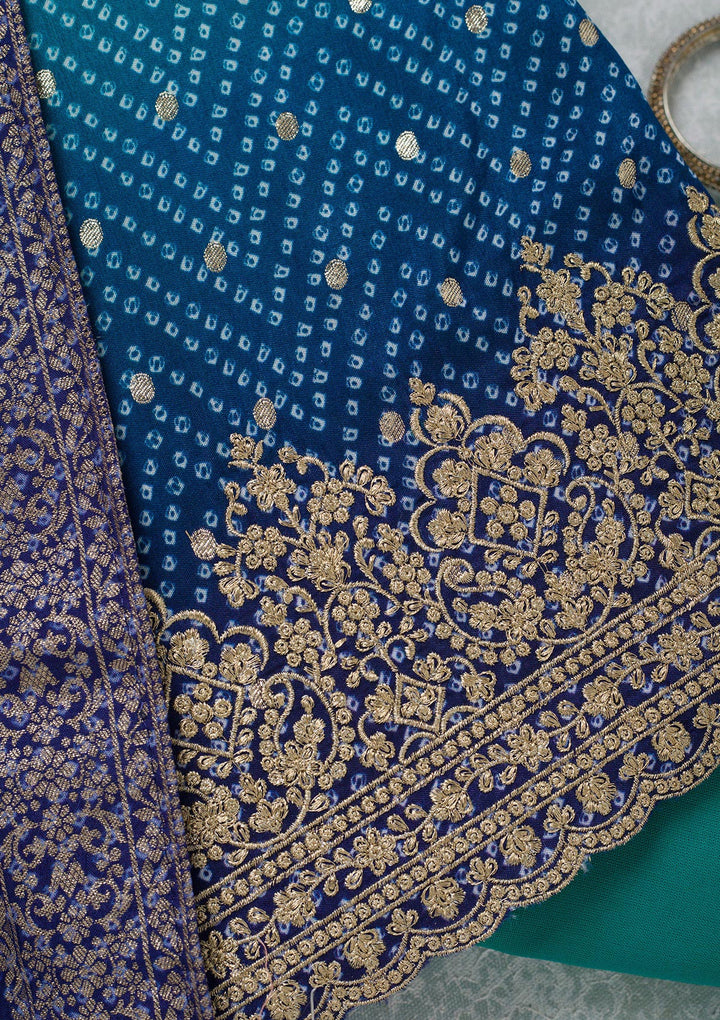 Sky Blue Zariwork Dola Silk Unstitched Salwar Suit