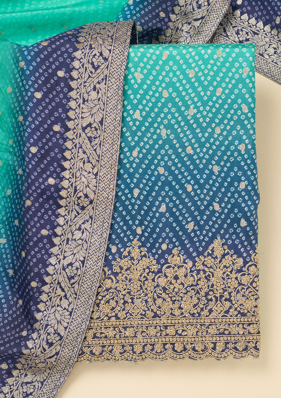 Sky Blue Zariwork Dola Silk Unstitched Salwar Suit