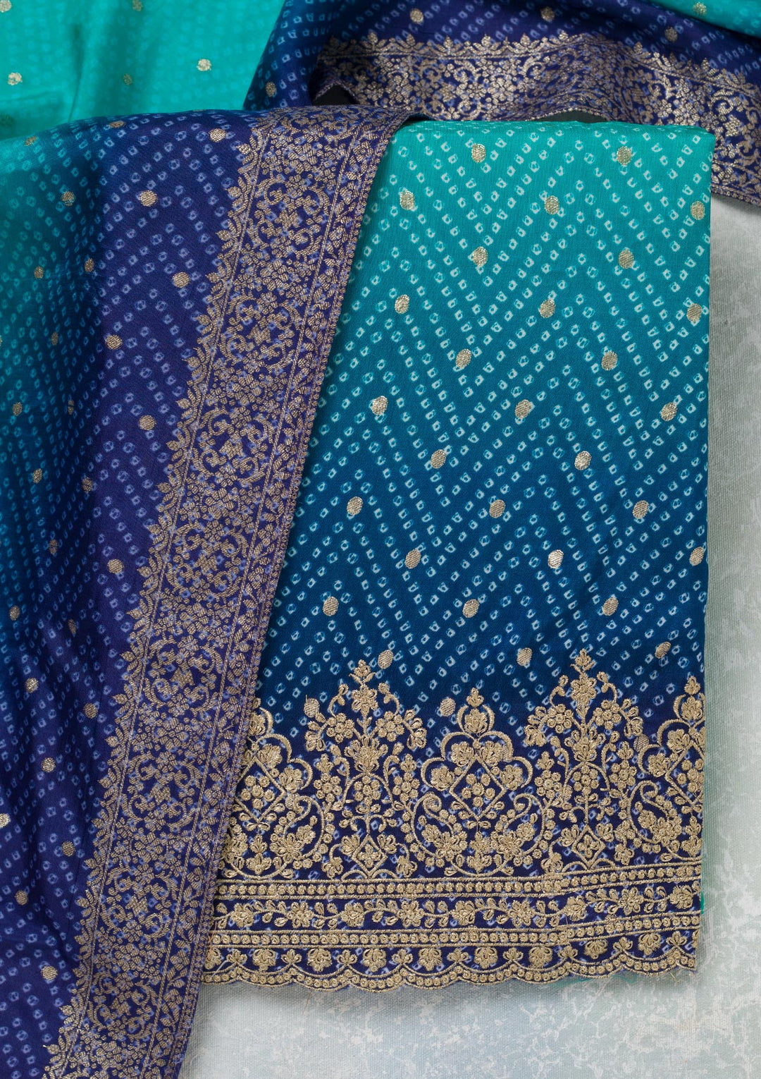 Sky Blue Zariwork Dola Silk Unstitched Salwar Suit