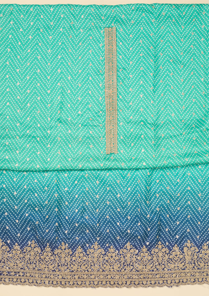 Sky Blue Zariwork Dola Silk Unstitched Salwar Suit