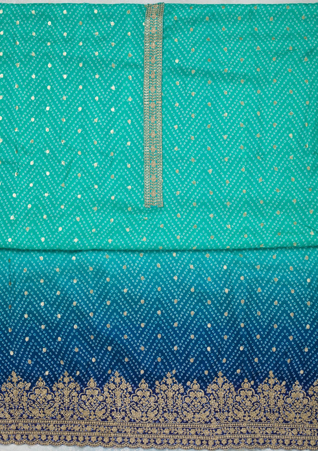 Sky Blue Zariwork Dola Silk Unstitched Salwar Suit
