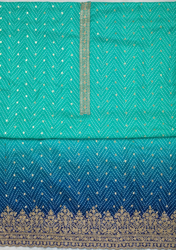 Sky Blue Zariwork Dola Silk Unstitched Salwar Suit