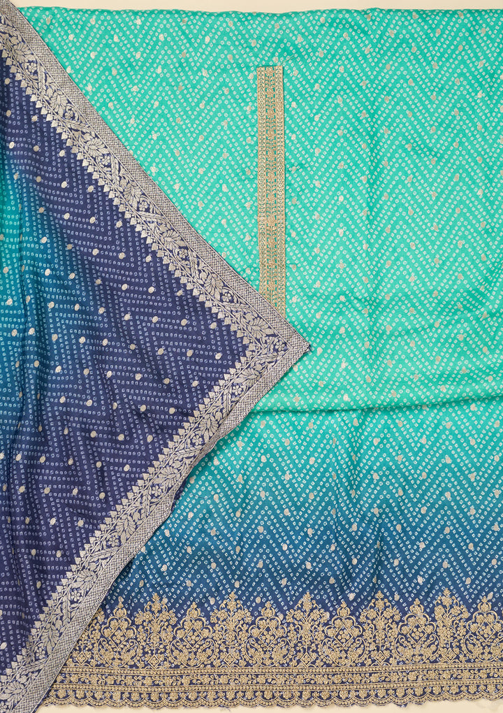 Sky Blue Zariwork Dola Silk Unstitched Salwar Suit
