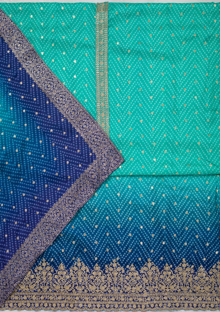 Sky Blue Zariwork Dola Silk Unstitched Salwar Suit