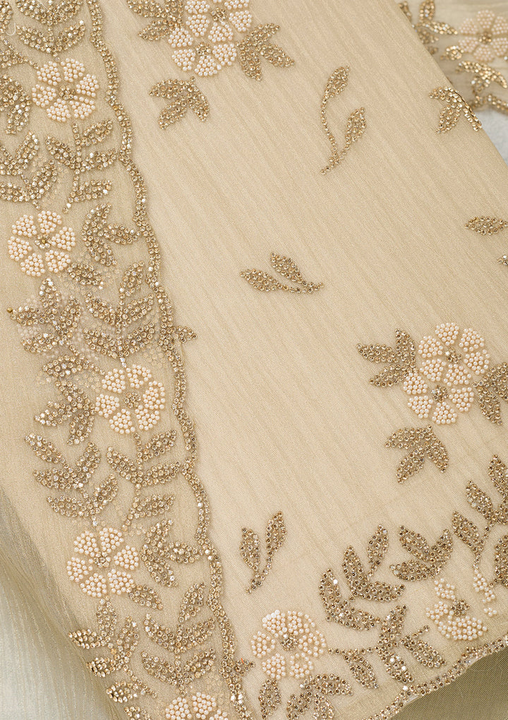 Beige Stonework Tissue Unstitched Salwar Suit