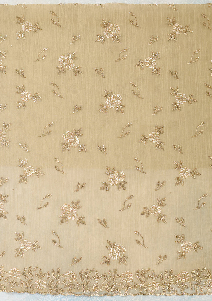 Beige Stonework Tissue Unstitched Salwar Suit