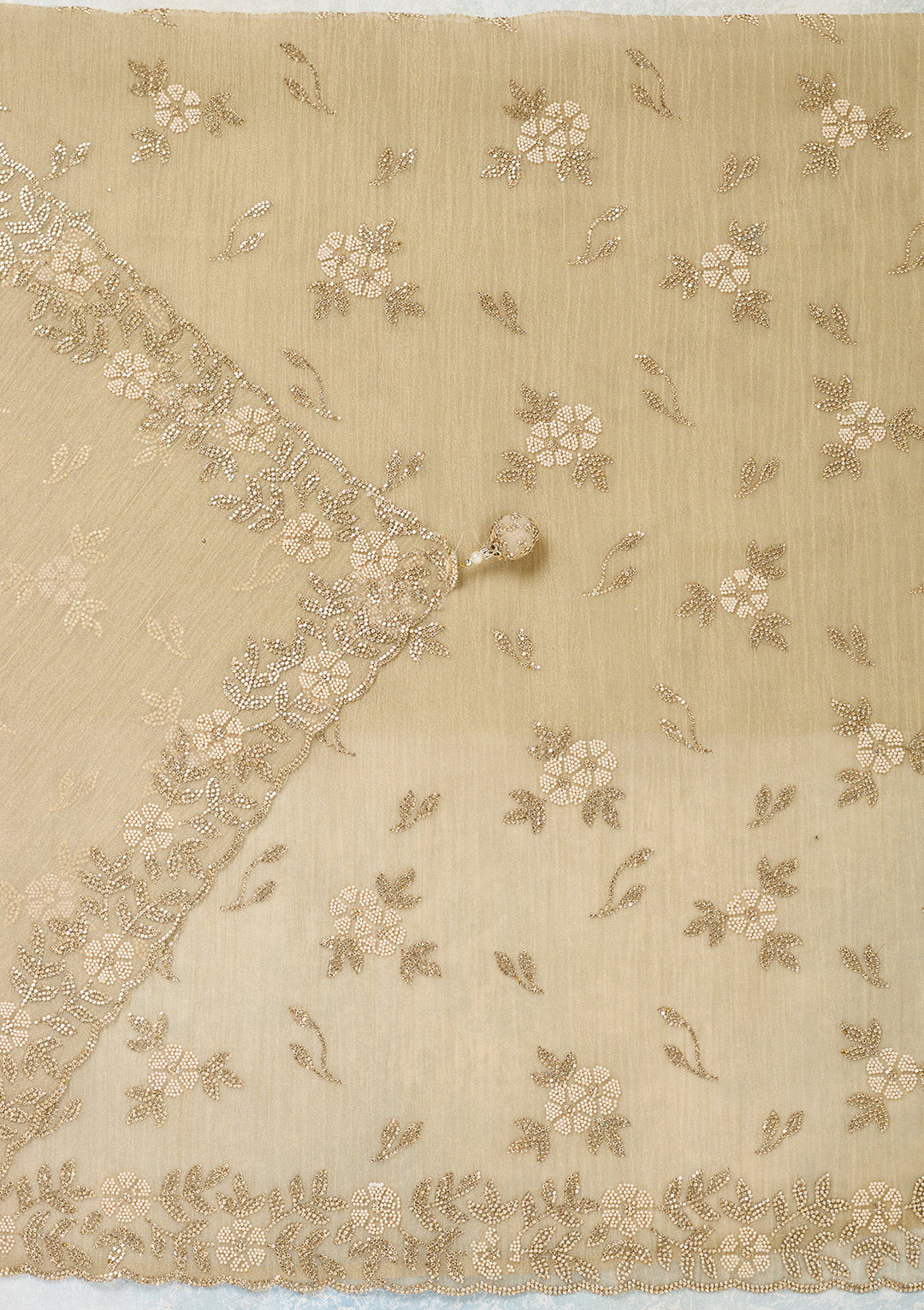 Beige Stonework Tissue Unstitched Salwar Suit