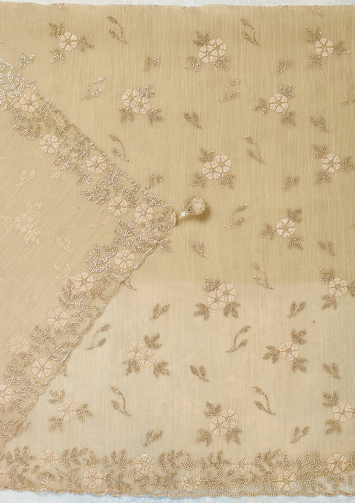 Beige Stonework Tissue Unstitched Salwar Suit
