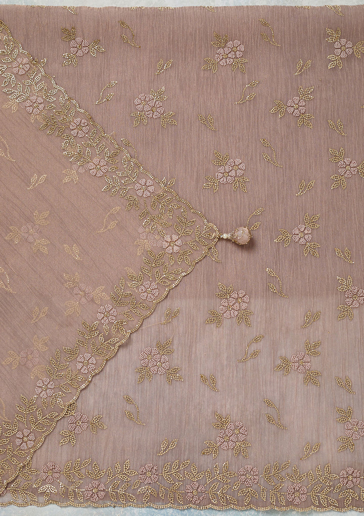 Lavender Stonework Tissue Unstitched Salwar Suit