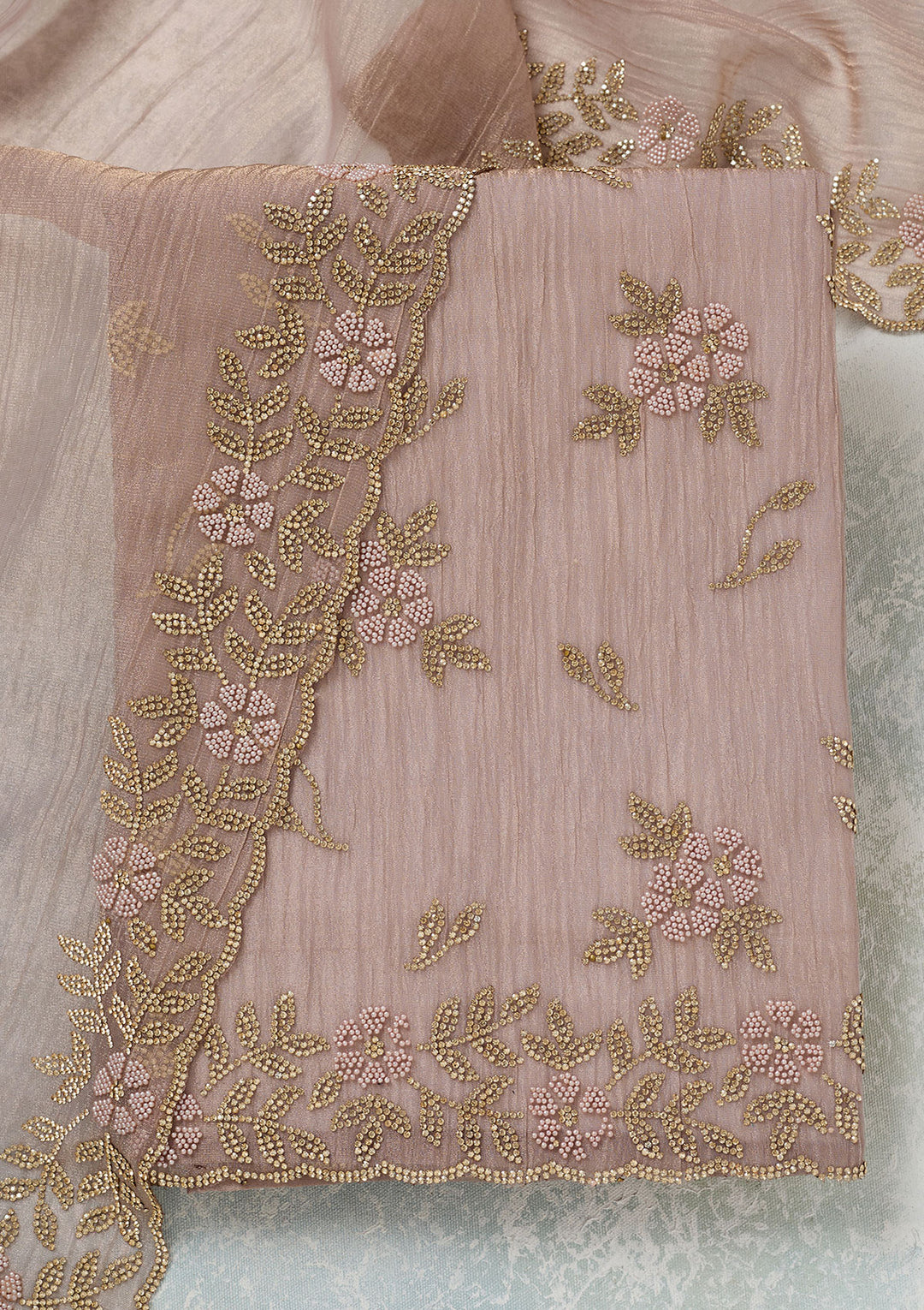 Lavender Stonework Tissue Unstitched Salwar Suit