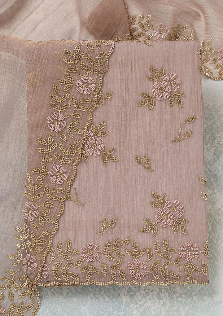 Lavender Stonework Tissue Unstitched Salwar Suit