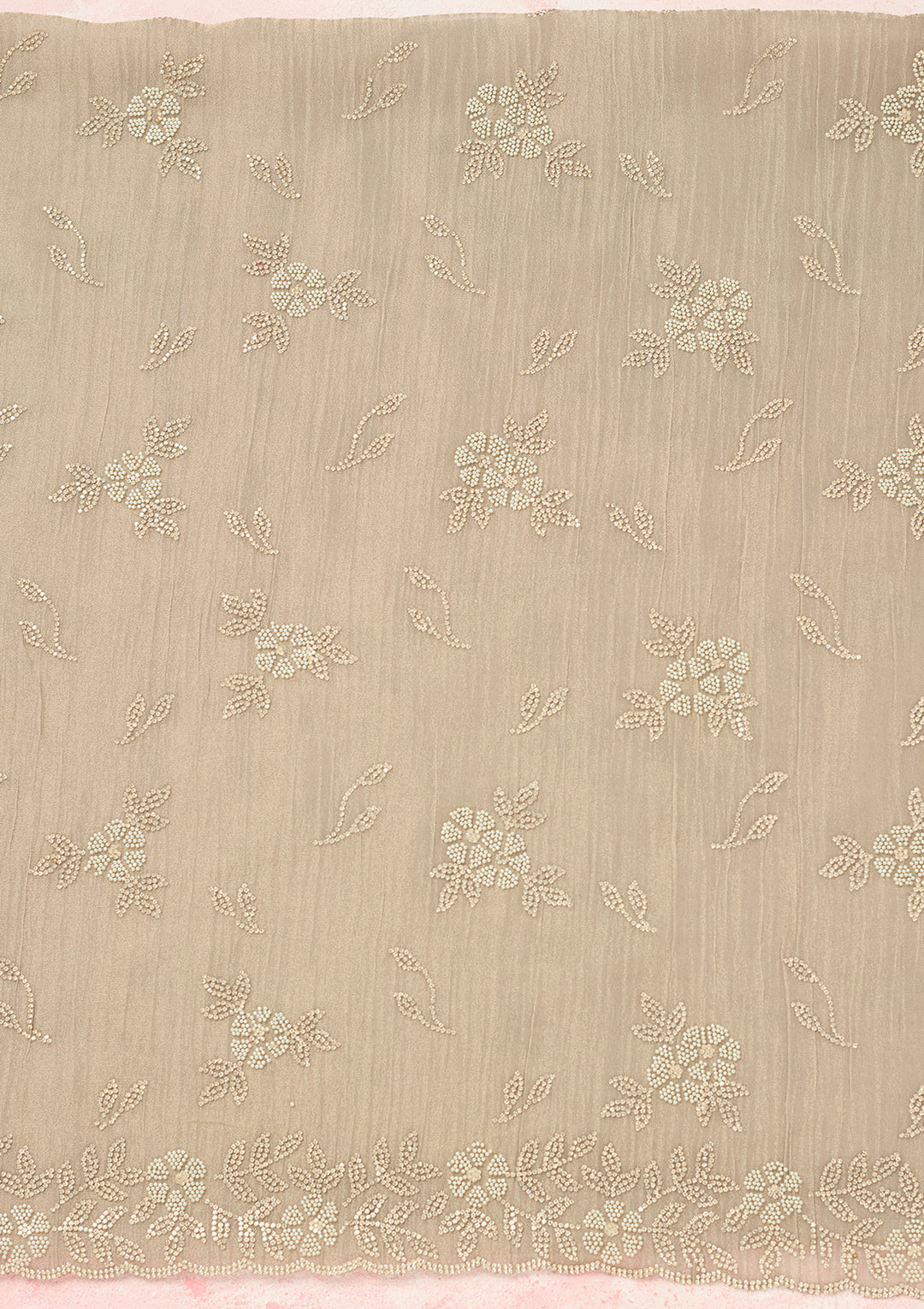 Light Grey Zardozi (Gold) Tissue Unstitched Salwar Suit