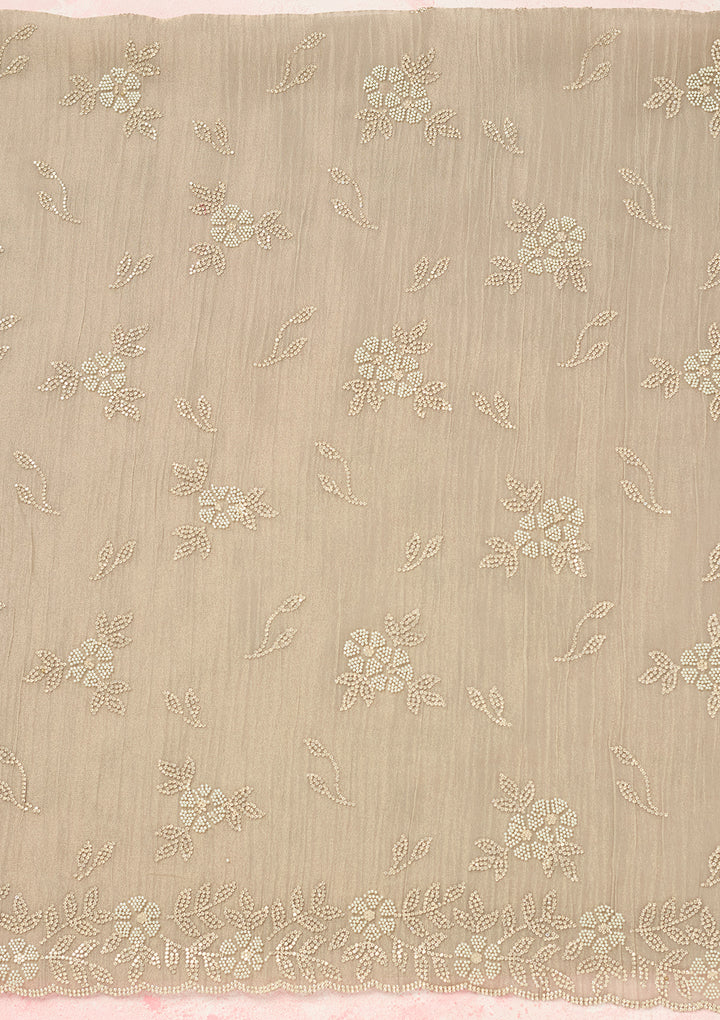 Light Grey Zardozi (Gold) Tissue Unstitched Salwar Suit