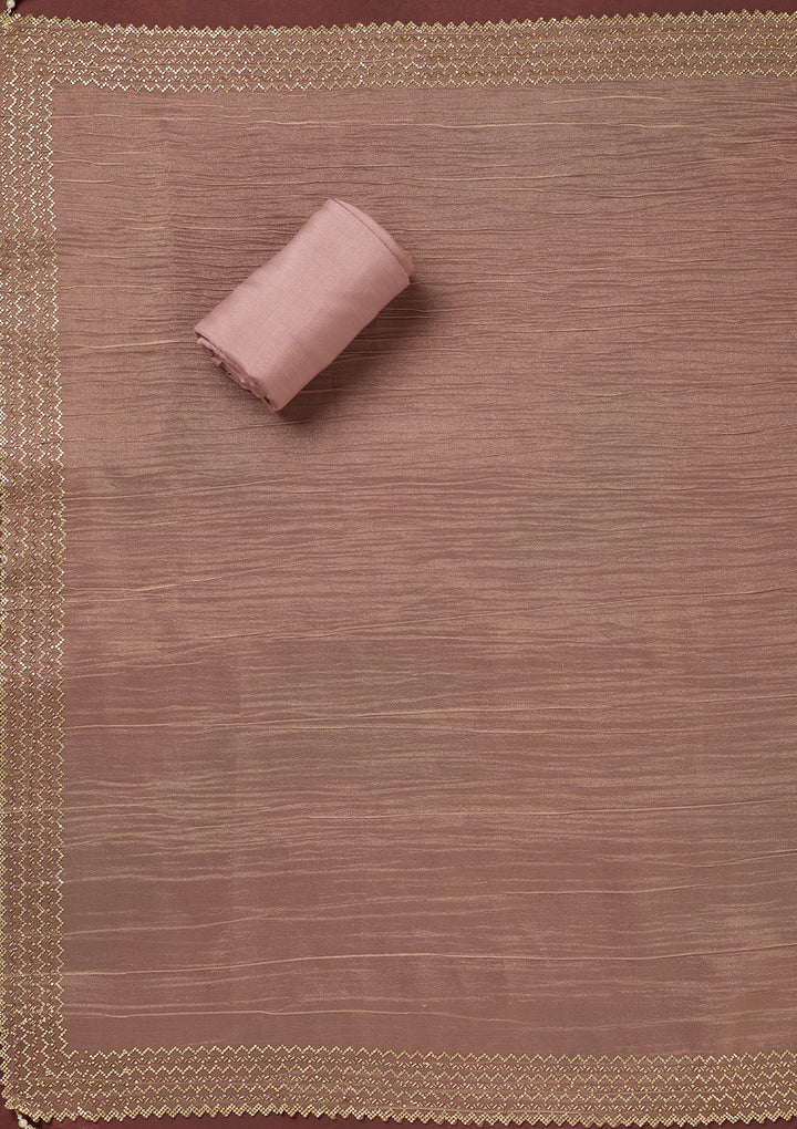 Peach Stonework Tissue Unstitched Salwar Suit