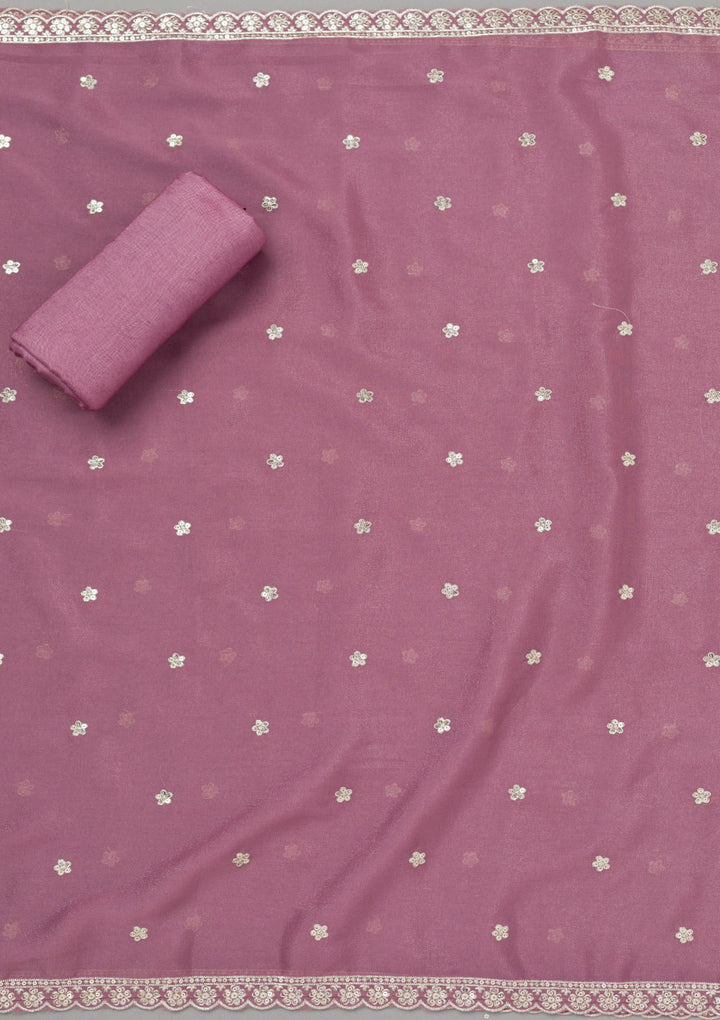 Mauve Zariwork Georgette Unstitched Salwar Suit