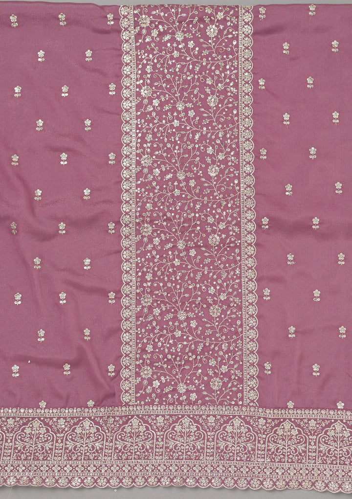Mauve Zariwork Georgette Unstitched Salwar Suit